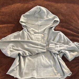 Aerie Cropped Gray Hoodie Sweatshirt